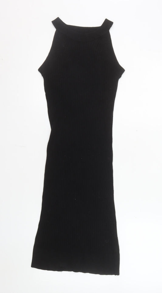 Brave Soul Women's Black Midi Bodycon Sleeveless Knit Dress M