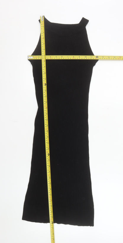 Brave Soul Women's Black Midi Bodycon Sleeveless Knit Dress M