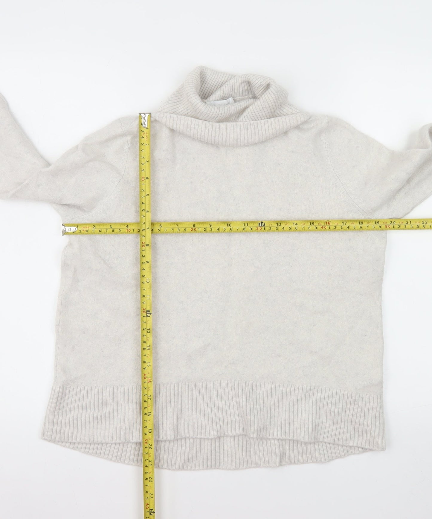 The White Company Women’s Ivory Cashmere Roll Neck Jumper L