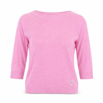 DKNY Jeans Women's Pink Linen Blend 3/4 Sleeve Basic Blouse XS