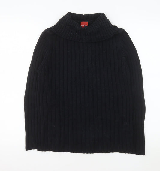 Olsen Women's Black Roll Neck Ribbed Knit Jumper Size 16