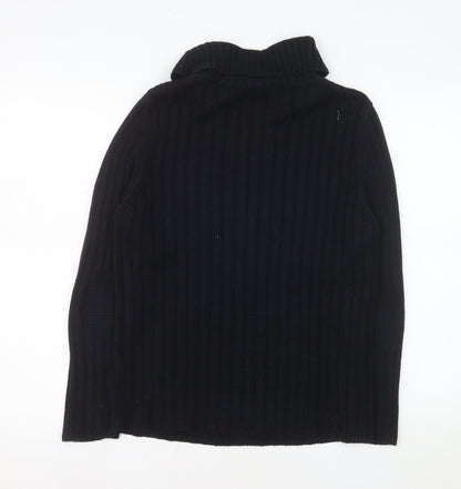 Olsen Women's Black Roll Neck Ribbed Knit Jumper Size 16