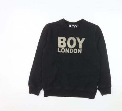 BOY London Boys Black Sweatshirt 11-12 Years Logo Print Crew Neck