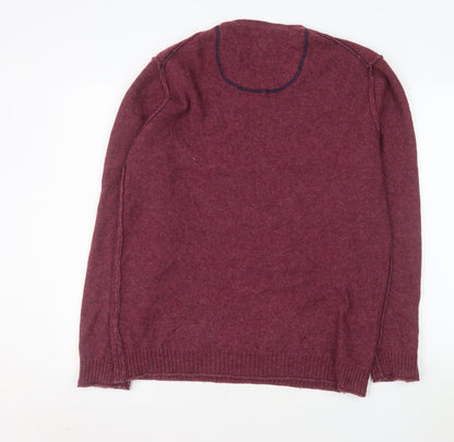 White Stuff Men's Red Wool V-Neck Pullover Sweater Size L