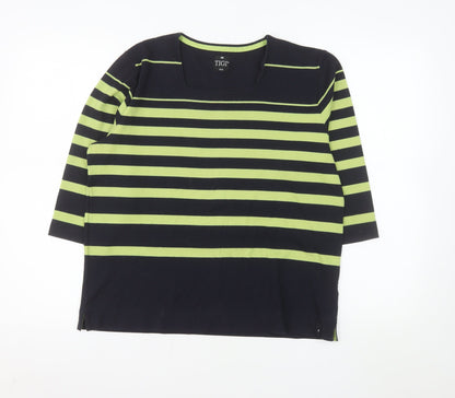TIGI Women’s Multicoloured Striped 3/4 Sleeve T-Shirt Size 14