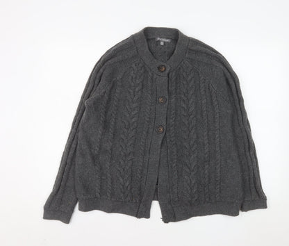 Laura Ashley Women's Grey Cable-Knit Wool Blend Cardigan UK 14