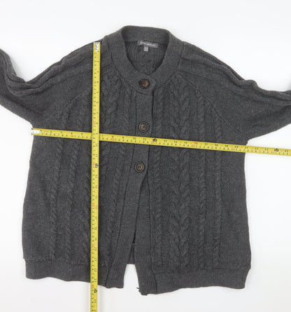 Laura Ashley Women's Grey Cable-Knit Wool Blend Cardigan UK 14