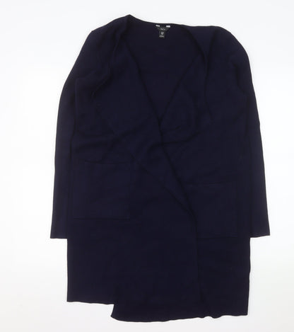 M&Co Women Blue Size 10 Open Front Long Sleeve Knit Cardigan