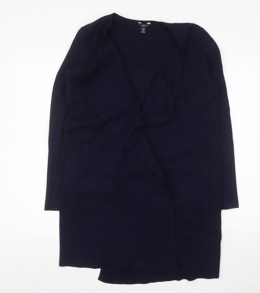 M&Co Women Blue Size 10 Open Front Long Sleeve Knit Cardigan
