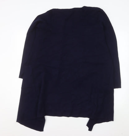 M&Co Women Blue Size 10 Open Front Long Sleeve Knit Cardigan
