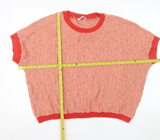 Gallery Women Coral Textured Pullover Sweatshirt XL Relaxed Fit