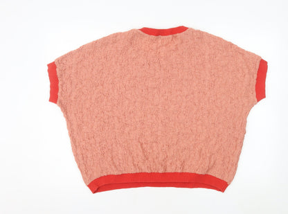 Gallery Women Coral Textured Pullover Sweatshirt XL Relaxed Fit