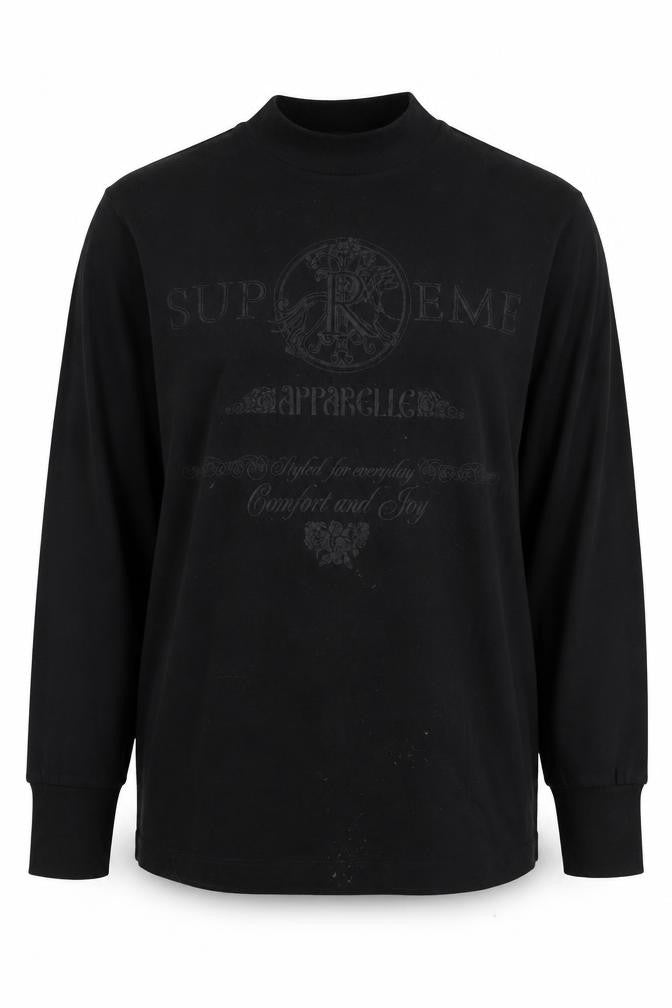 Front view of Falmer Heritage Cosy Club Women's Black Long Sleeve Mock Neck Cotton Top S