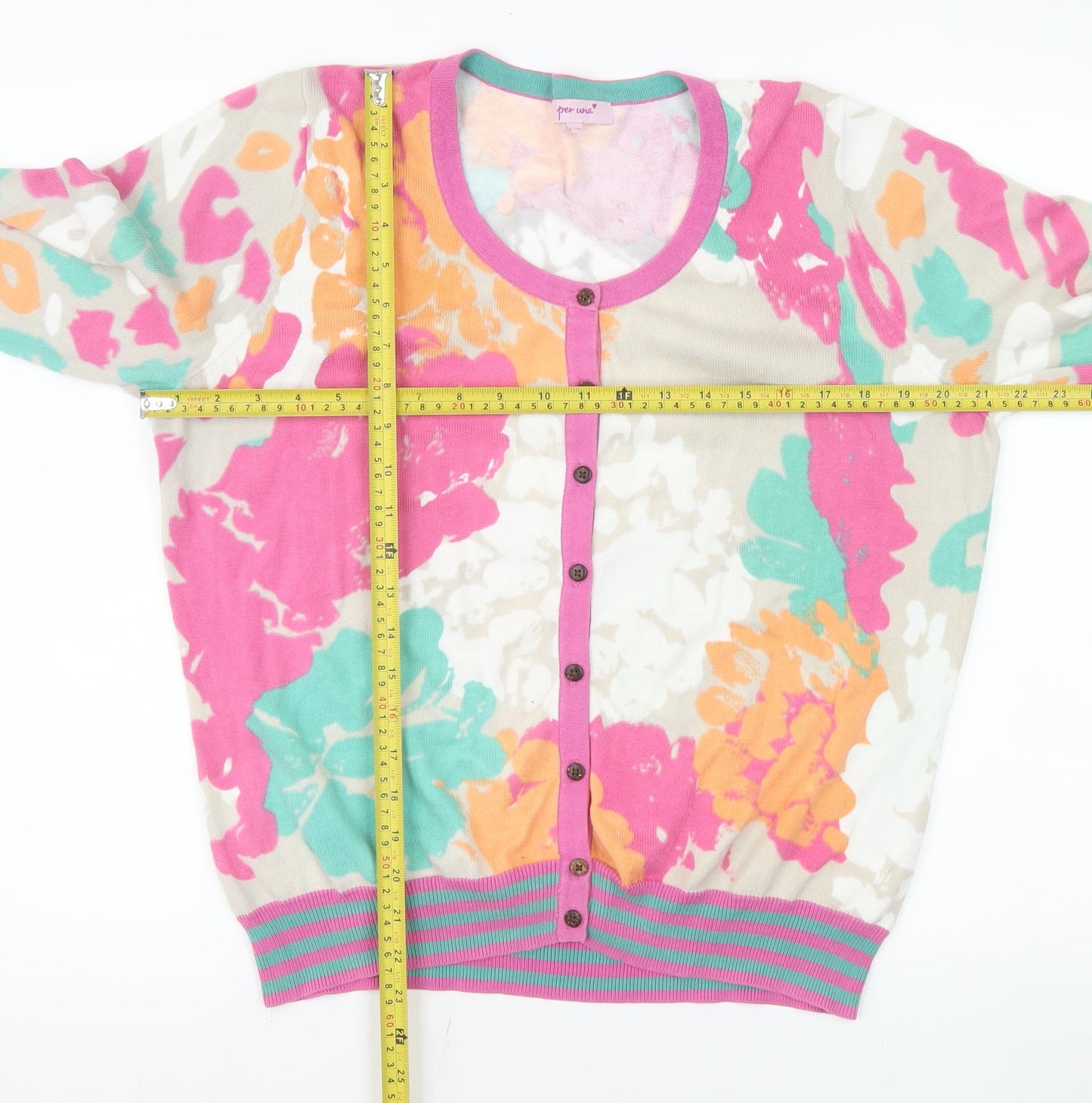 Marks and Spencer Per Una Womens Multicoloured Floral Cotton Cardigan Size 16