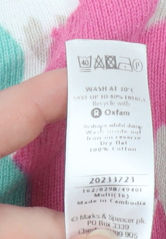 Marks and Spencer Per Una Womens Multicoloured Floral Cotton Cardigan Size 16