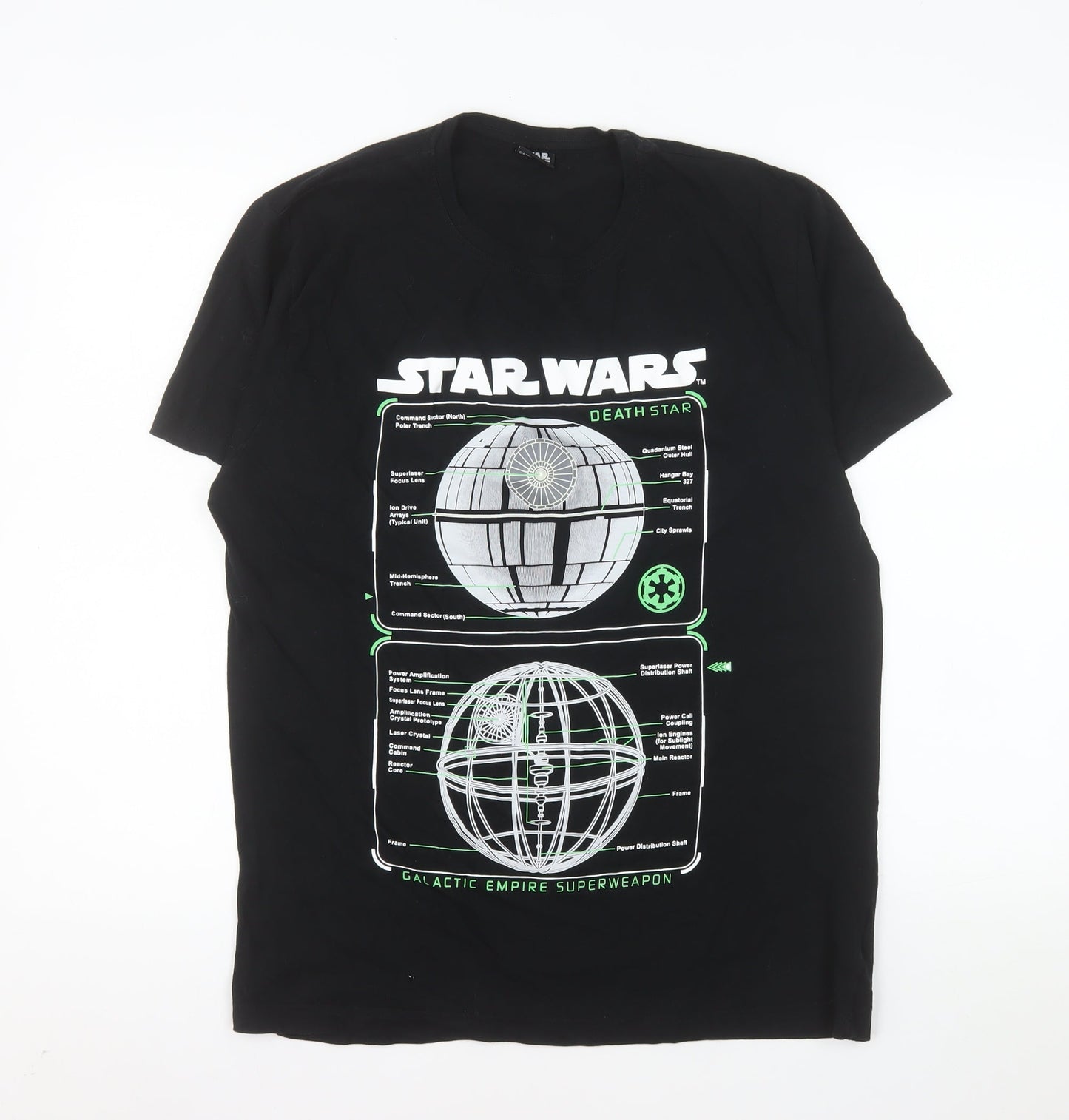 Peacocks Men’s Black Star Wars Death Star Graphic Cotton T-Shirt Size L