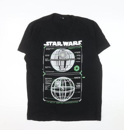 Peacocks Men’s Black Star Wars Death Star Graphic Cotton T-Shirt Size L