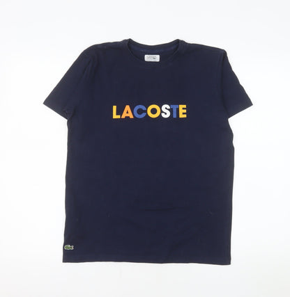 Lacoste Unisex Blue Cotton Blend Short Sleeve T-Shirt Size L