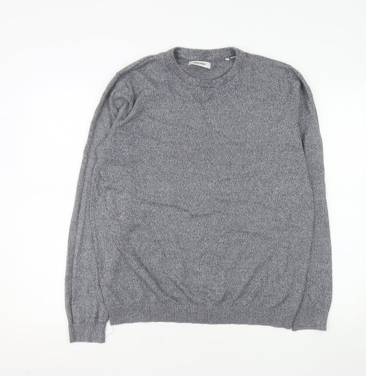 Jack & Jones Men's Grey Cotton Crew Neck Pullover Sweatshirt L