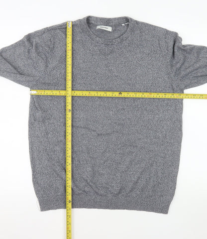 Jack & Jones Men's Grey Cotton Crew Neck Pullover Sweatshirt L