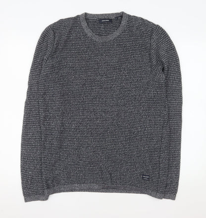 Jack & Jones Men's Grey Knit Cotton Pullover Sweatshirt L