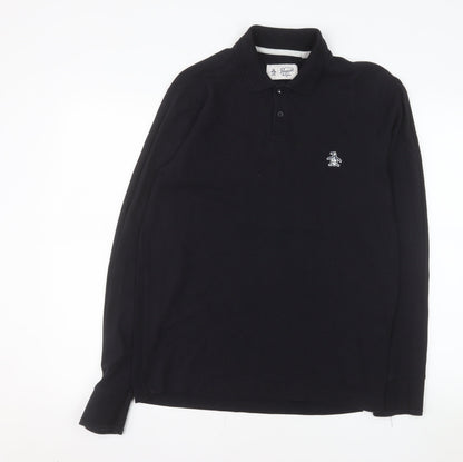 Original Penguin Men's Black Long Sleeve Cotton Polo Shirt M