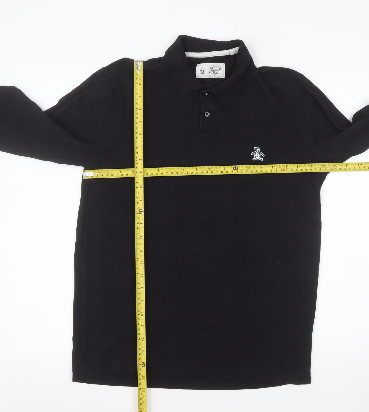 Original Penguin Men's Black Long Sleeve Cotton Polo Shirt M