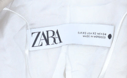 Zara Women Beige Single-Breasted Blazer XS Classic Workwear