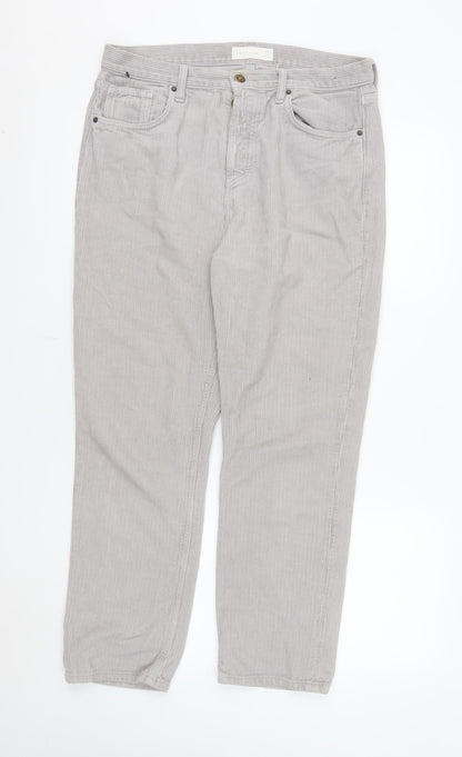 Topshop Women’s Grey Corduroy Chino Trousers Size 12 Regular