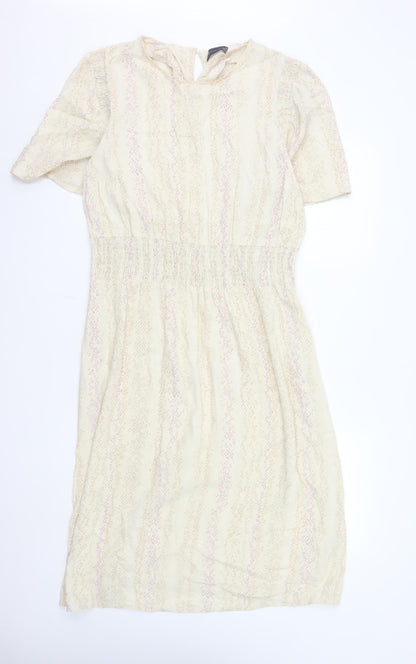 Marks and Spencer Women's Beige Size 16 Fit & Flare Knee Length Dress