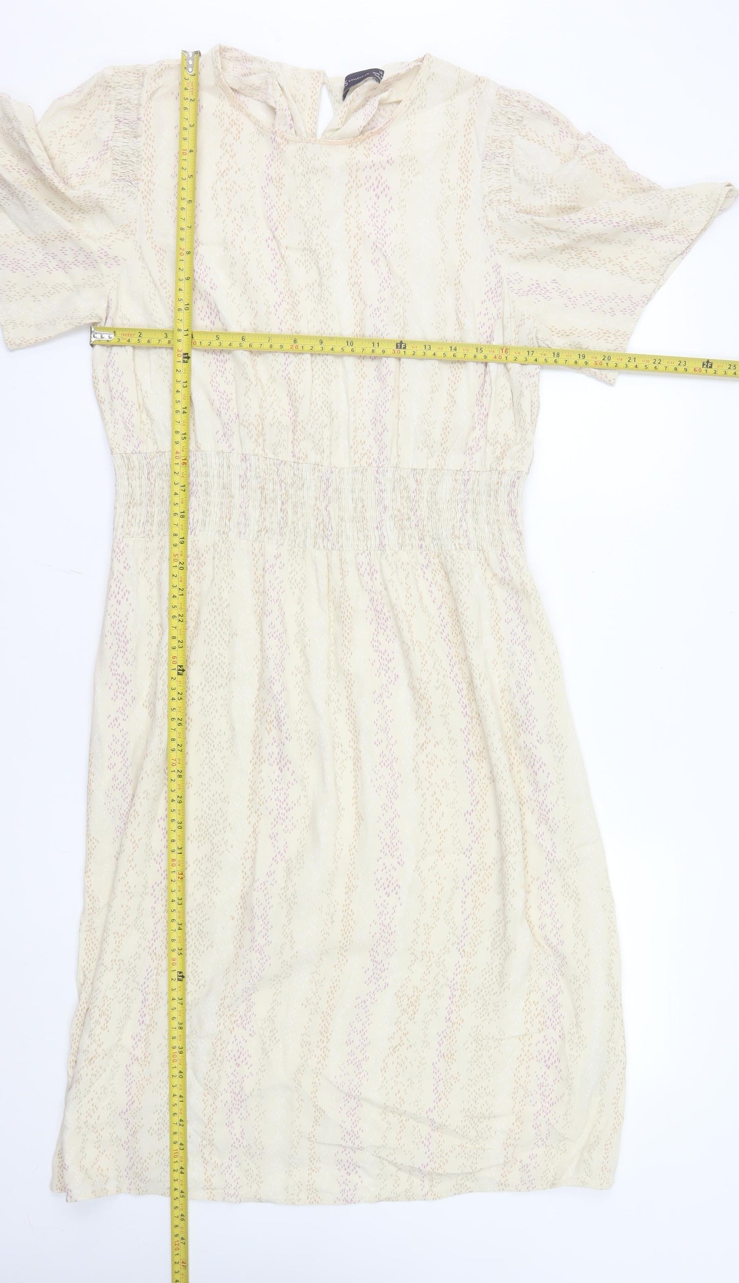 Marks and Spencer Women's Beige Size 16 Fit & Flare Knee Length Dress