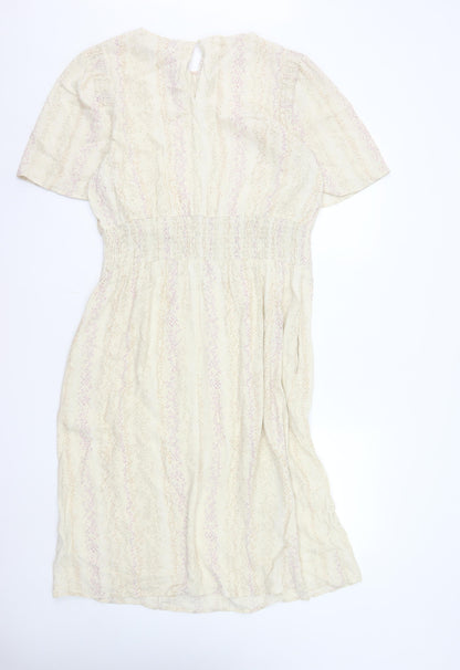 Marks and Spencer Women's Beige Size 16 Fit & Flare Knee Length Dress