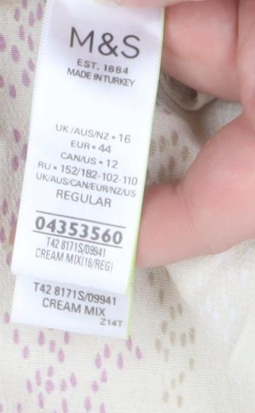 Marks and Spencer Women's Beige Size 16 Fit & Flare Knee Length Dress