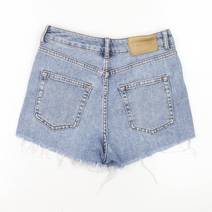 Topshop Womens Blue Denim Cut-Off High Waist Shorts UK 8