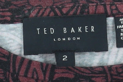 Ted Baker Women's Red Floral Jersey Cotton T-Shirt Size 10