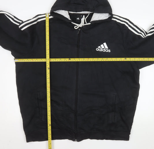 Adidas Men’s Black 2XL Hooded Full Zip Sports Jacket