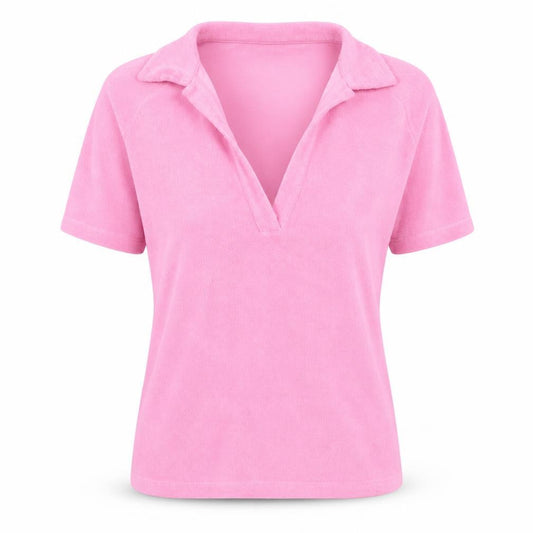 NA-KD Women’s Pink Collared Short Sleeve Terry Polo Top Size L