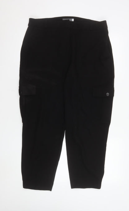 Mint Velvet Black Cotton Blend Women's Cargo Trousers Size 10