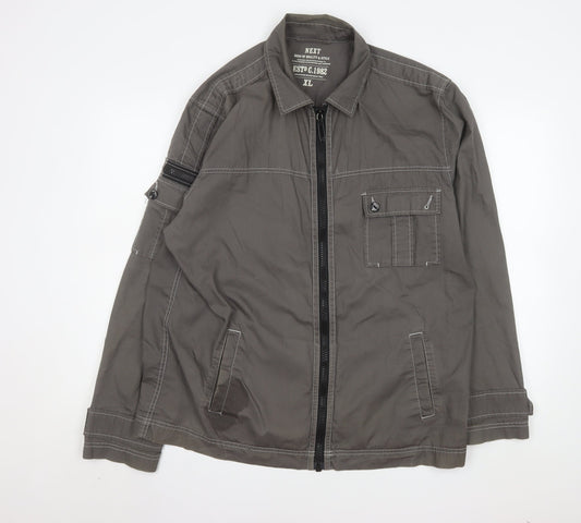 Next Men's Grey Cotton Full Zip Casual Jacket XL