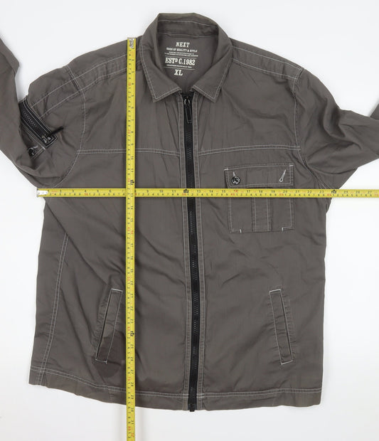 Next Men's Grey Cotton Full Zip Casual Jacket XL