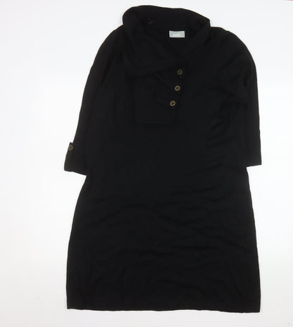 Wallis Women's Black Knit Cowl Neck Shift Dress Size L