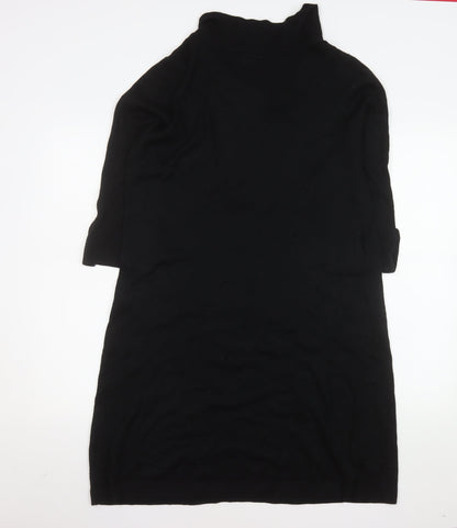 Wallis Women's Black Knit Cowl Neck Shift Dress Size L