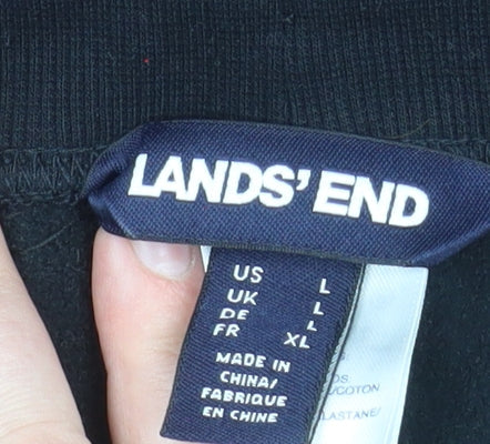 Womens UK Size XL Lands' End Regular Fit Jogger Black Trousers