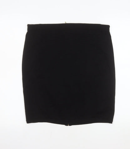 H&M Women’s Black Bandage Short Skirt Size 14 Zip Detail