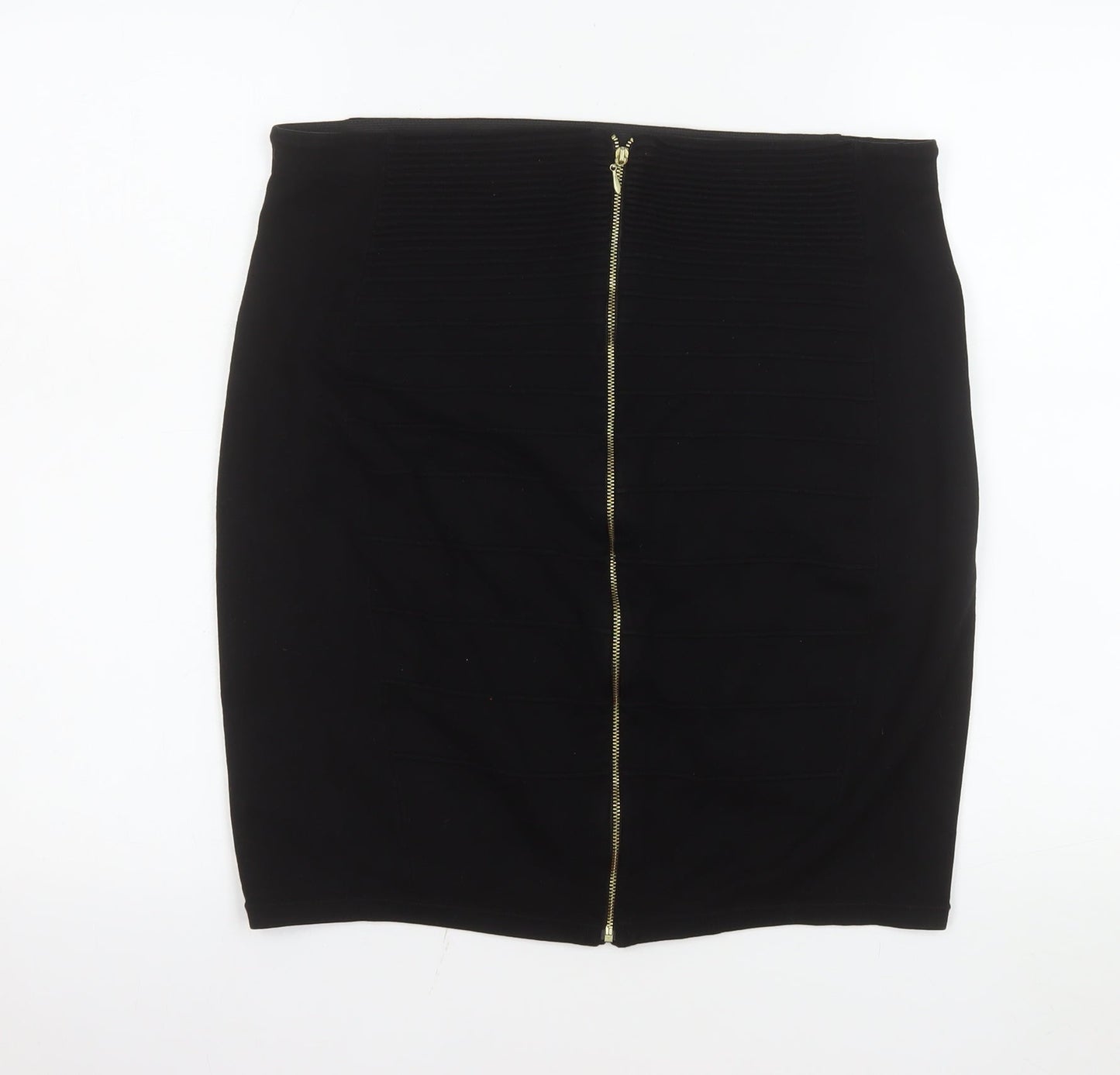 H&M Women’s Black Bandage Short Skirt Size 14 Zip Detail