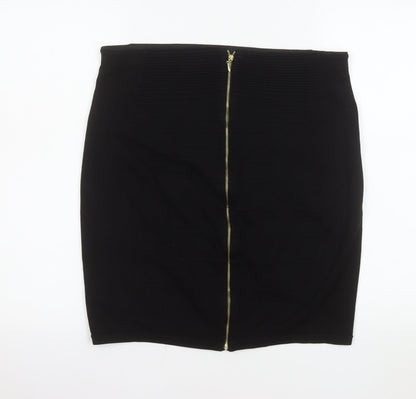 H&M Women’s Black Bandage Short Skirt Size 14 Zip Detail