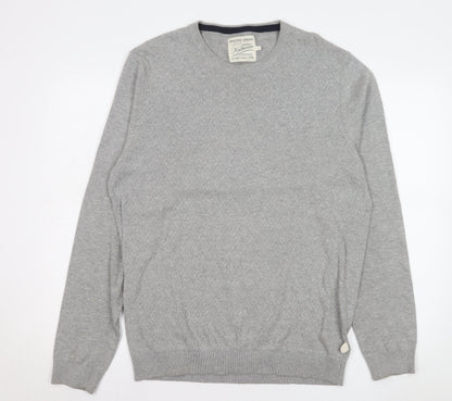 Racing Green Men's Grey Cotton Knit Crew Neck Sweatshirt L