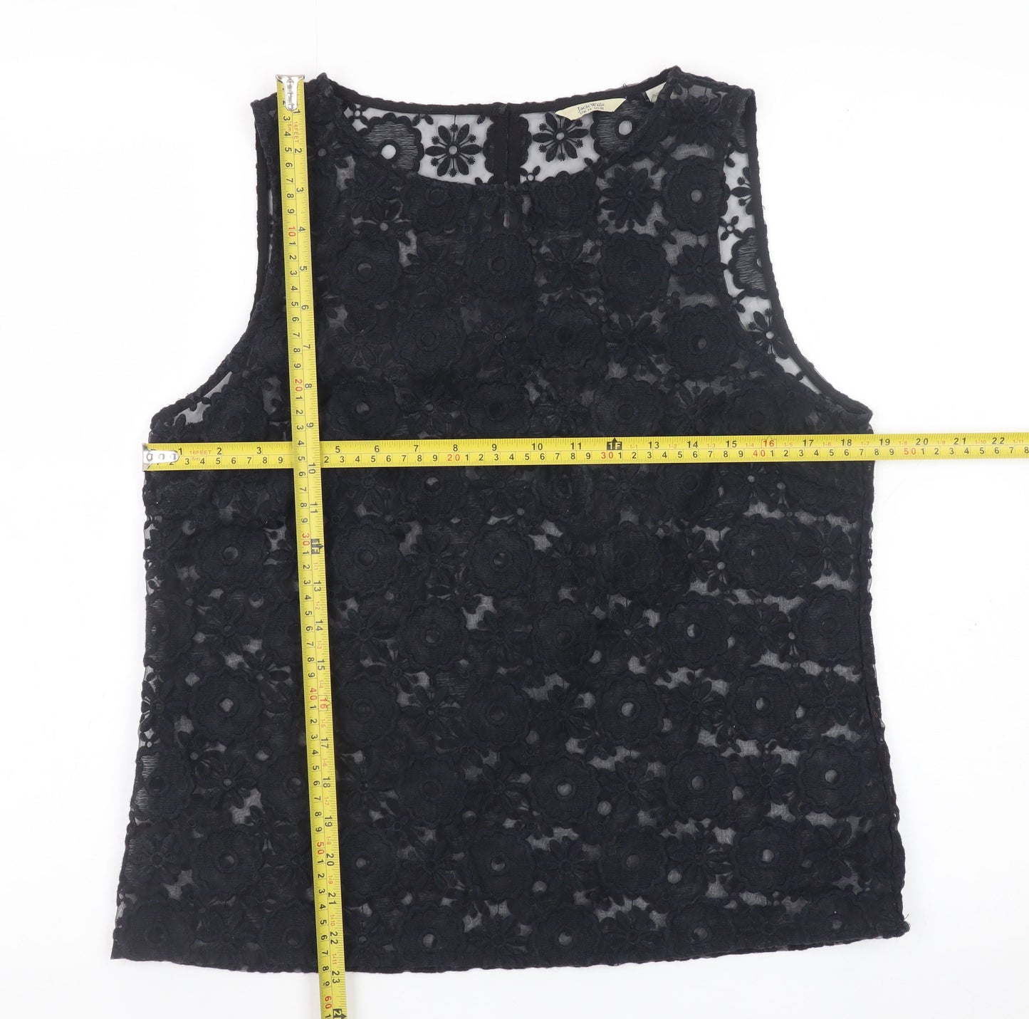 Womens UK Size 14 Jack Wills Black Tunic Blouse