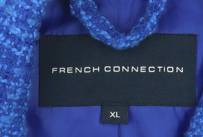 French Connection Women's Blue Tweed Blazer XL Classic Business Jacket