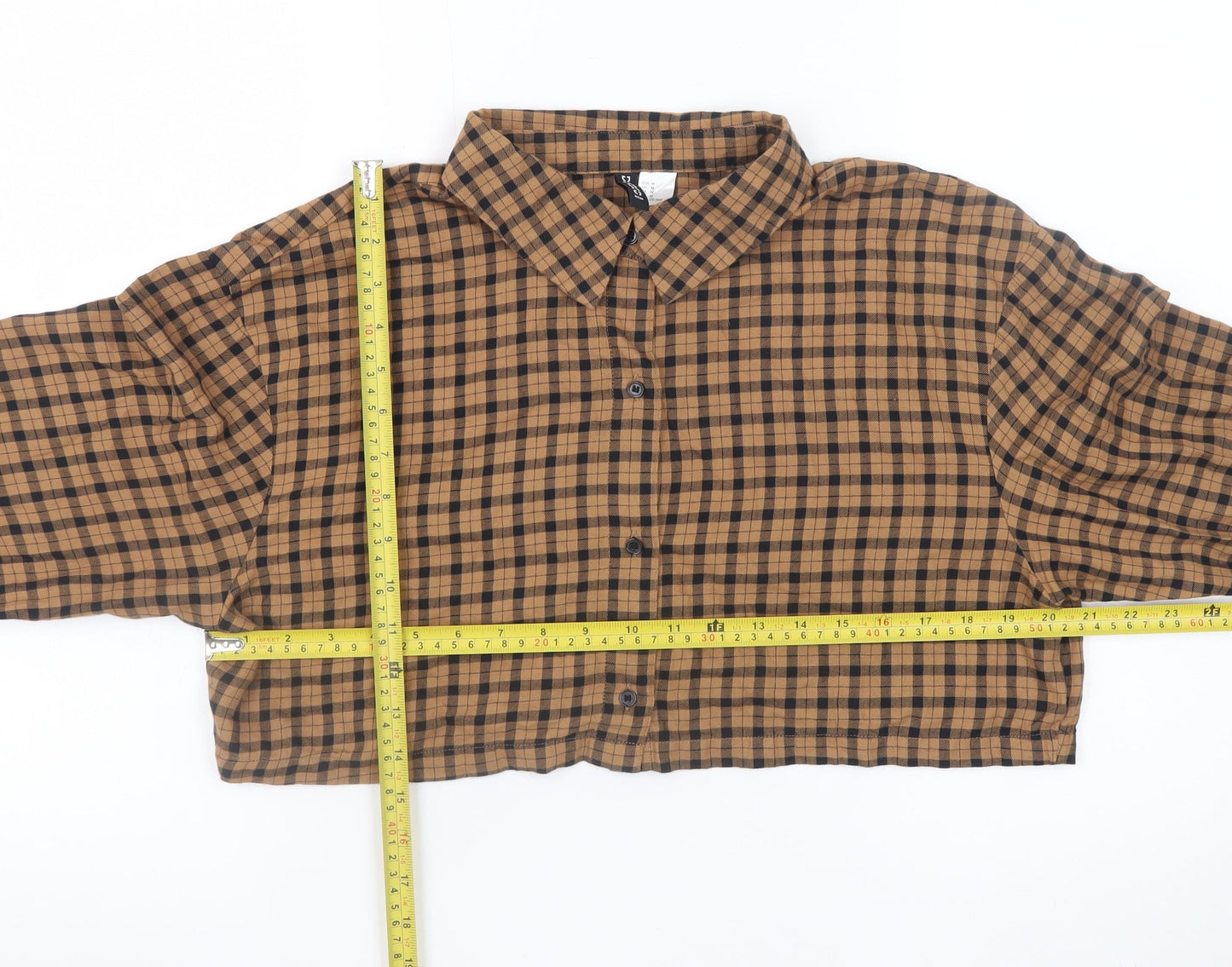 Womens UK Size 12 H&M Brown Cropped Button-Up